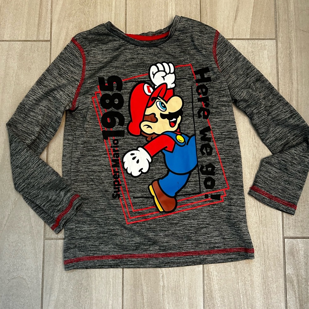 Jumping Beans Kids Long Sleeve Shirt - Gray with Red Accents Mario bros